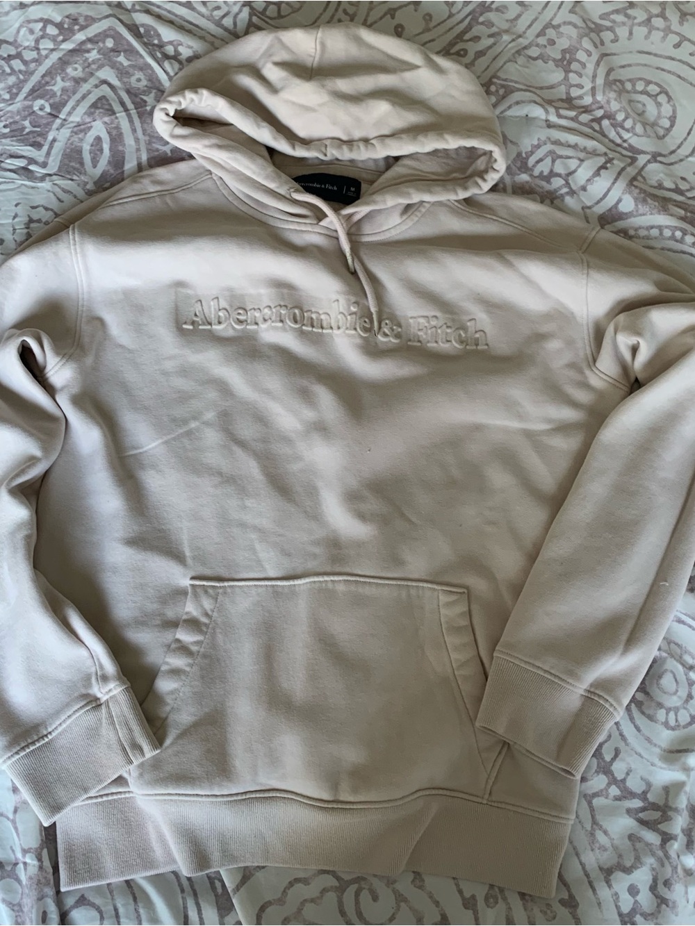 Abercrombie & Fitch Light Cream Embroidered Hoodie